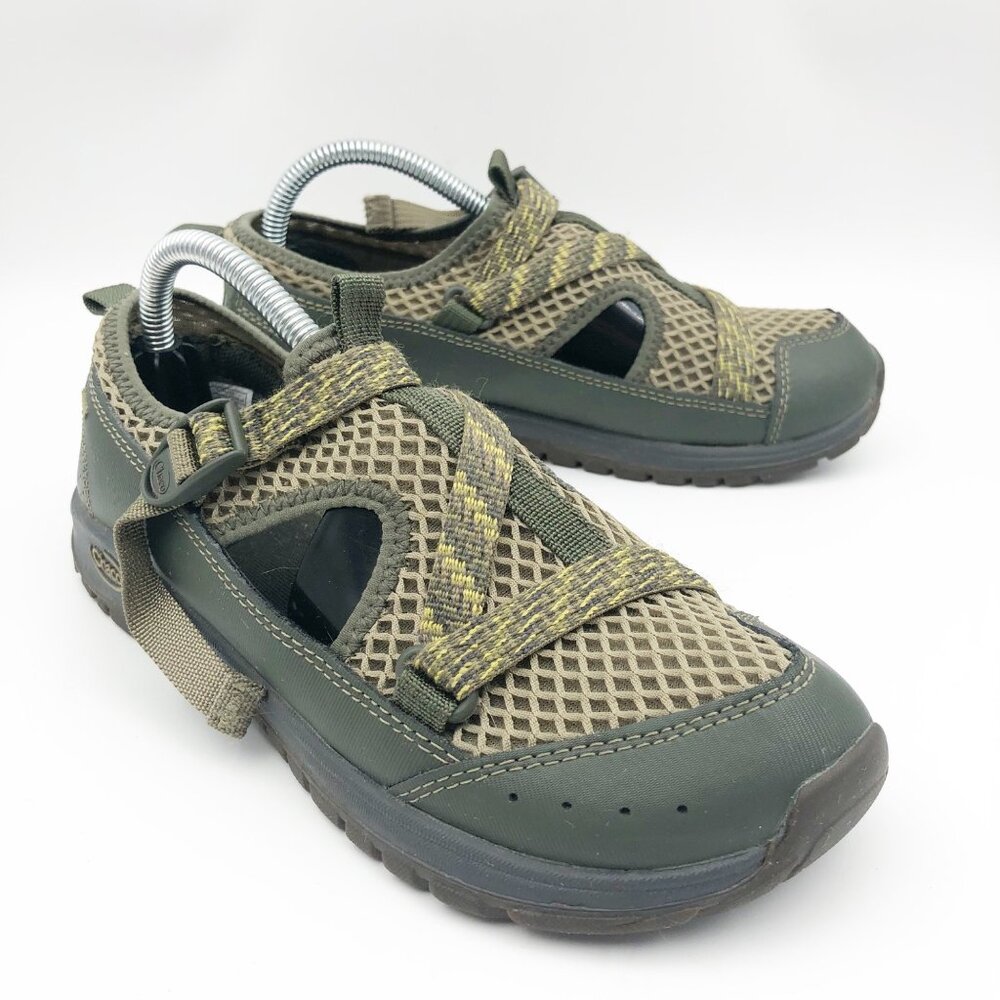 CHACO Odyssey Sport Hiking Olive Green Mesh Sandals Youth 4 Outdoor Activewear